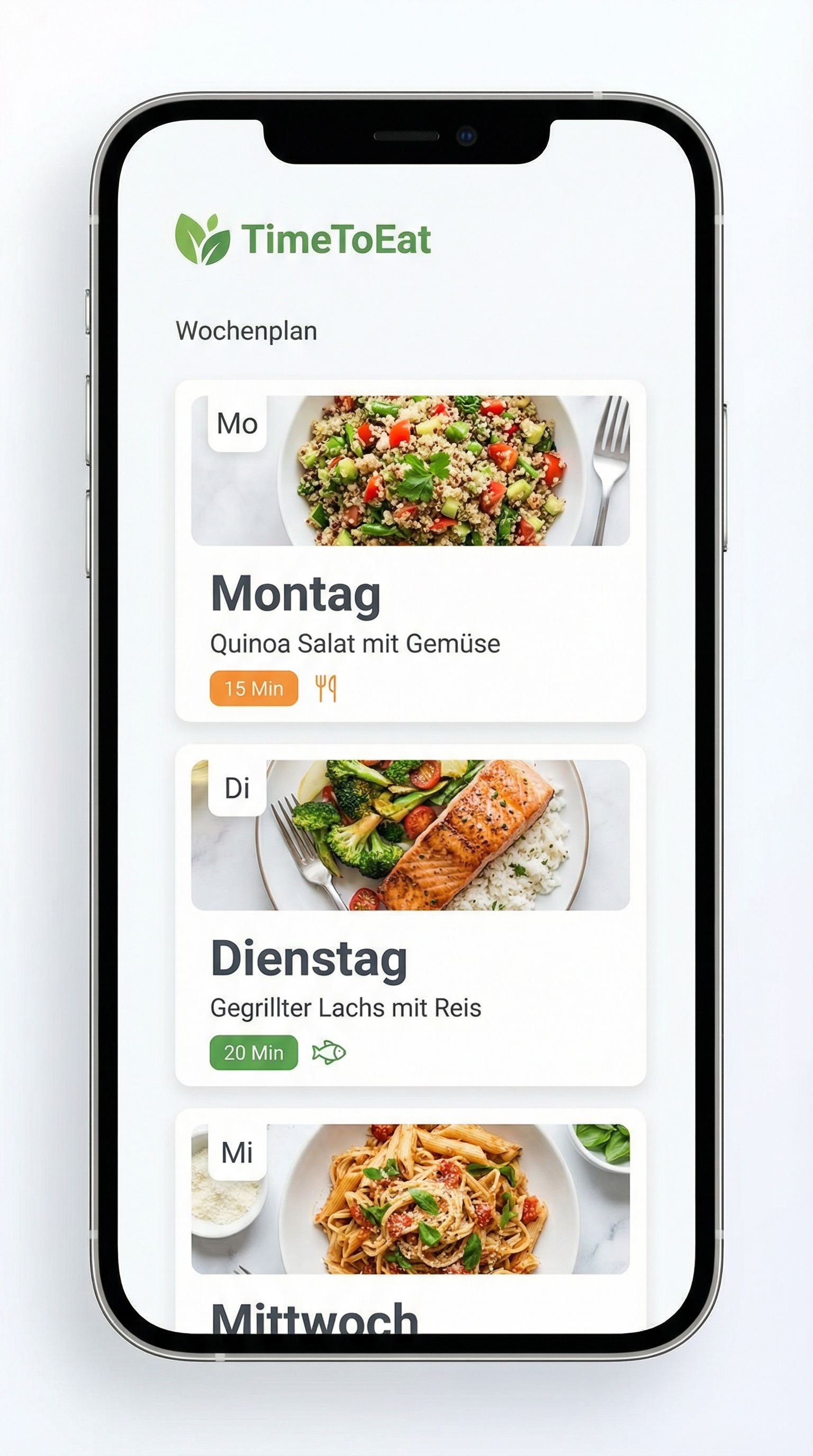 TimeToEat Wochenplan Mockup
