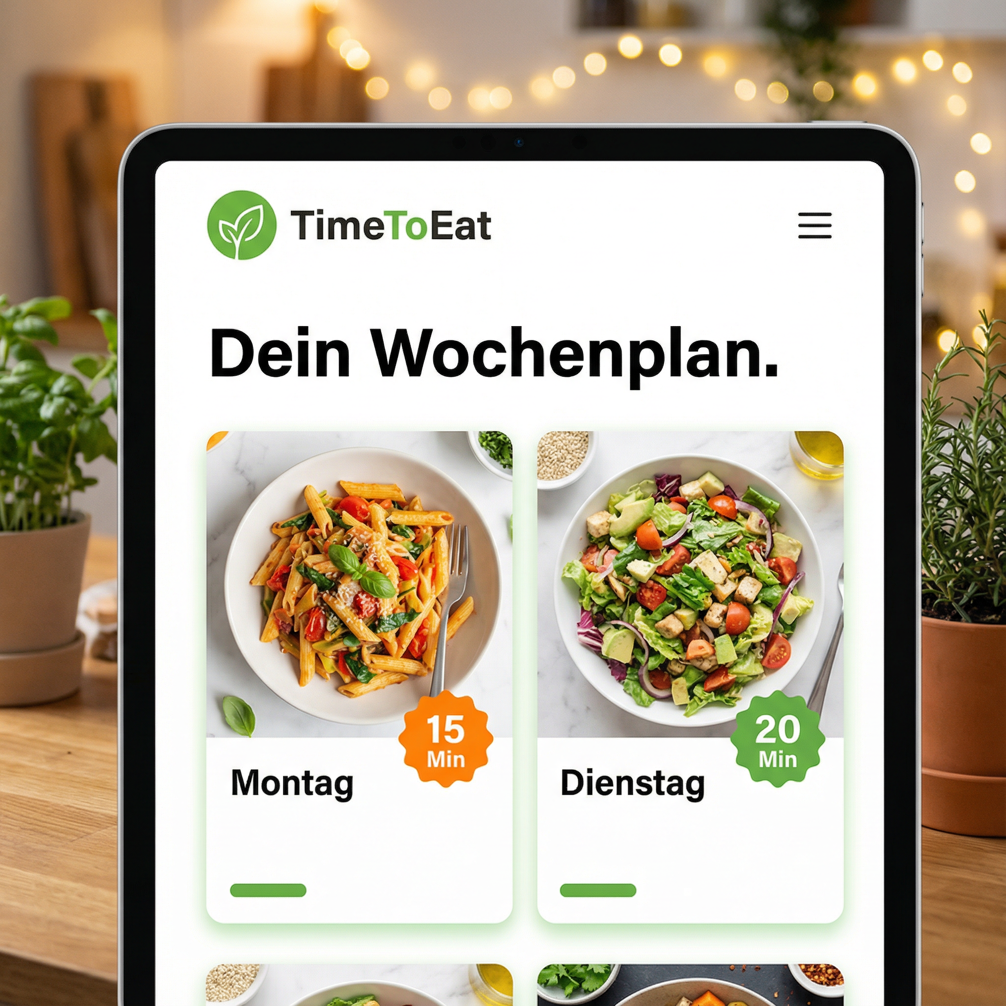 TimeToEat Wochenplan auf Tablet